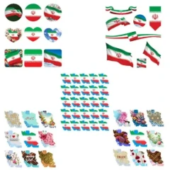 5ورق استیکر مذهبی ضد آب طرح های متنوع ایران پرچم ایران نفشه ایران مناسب موبایل و لبتاپ و یخچال و… جنس UV DTF اندازه هر برگ 9در10سانت کد 10473305
