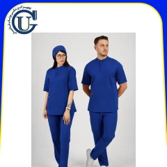 اسکراب پزشکی یقه دیپلمات اسپرت آبی کاربنی