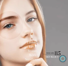 زیرو سون لنز رنگی بدون نمره شماره 115 آبی آسمانی 3