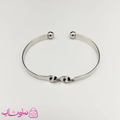 بنگل زنانه مدل پیچ آبکاری رادیوم نقره ای رنگ