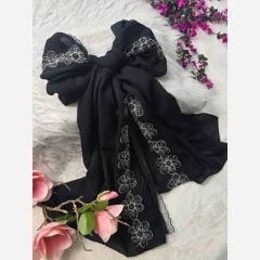 شال زنانه گلدوزی گلاب کریشه پلاس و دانتل