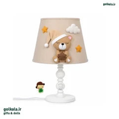 آباژور نمدی اتاق نوزاد طرح خرس خوابالوی ستاره بغل (ابعاد 40×25 سانتی‌متر)