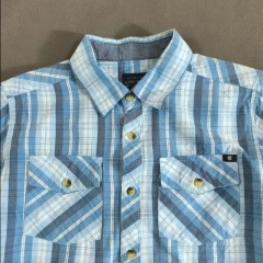 🧡 SIZE XS-S   پیراهن پسرانه نخی چهارخونه آستین کوتاه   اورجینال برند معتبر LUCKY BRAND امریکا مدل CALIFORNIA