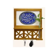 103355-جاکلیدی چوبی یا مفتح الابواب با فرش چاپی 1000شانه ابعاد قاب 30در33سانت-کد 2082