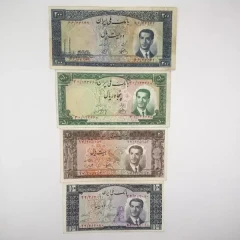 ست اسکناس کراواتی شاه جوان محمدرضا شاه – 4 برگ – 44942
