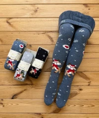 جوراب شلواری حوله ای وارداتی کریسمسی