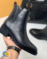 نیمبوت زنانه چرم بقل کش هفتی مشکی و قهوه‌ای _ کد 143