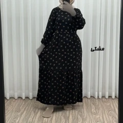 پیراهن ساحلی نخی گلدار زنانه و دخترانه فری سایز مناسب تا 44 با کمربند