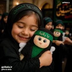 عروسک دختر چادری نمدی گل کالا | با سربند سفارشی برای مناسبتهای مذهبی (از غدیر تا محرم)