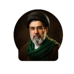 برچسب خودرو طرح رهبر جدید با شال سبز و مینه مشکی اندازه حدودی 13.5در14سانت برش لیزری کد 10472706