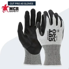 دستکش ایمنی ضدبرش(کولار A5)کات E با روکش فوم نیتریل کات پرو برند ام سی ار آمریکا GLOVES CUT PRO A5 MCR SAFETY