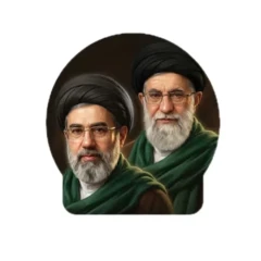 برچسب خودرو طرح رهبر شهید و رهبر جدید با شال سبز اندازه حدودی 13.5 در 14سانت برش لیزری کد 10472704