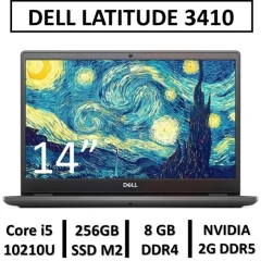 لپ تاپ استوک گرافیکدار نسل دهم دل مدل USED LAPTOP STOCK DELL LATITUDE 3410 | INTEL CORE i5-10510U | 8GB RAM DDR4 | 256GB SSD M2 | 14"HD | NVIDIA GEFORCE MX230 2GB DDR5
