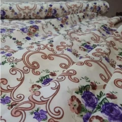 پارچه ملحفه ای عرض دو متر مدل گل رز رنگ بنفش