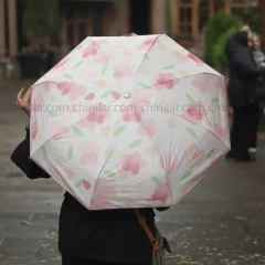 چتر جیبی کاور دار کادویی صورتی