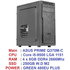 کیس حرفه ای (نسل9) ASUS Q370M-C/Core i5-9500/32GB/256GB M2/480W