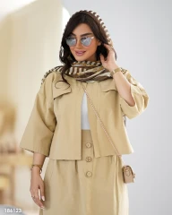 کراپ کت و دامن زنانه مدل شالین