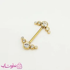 پیرسینگ سینه (نیپل) طلایی نگیندار کد 998