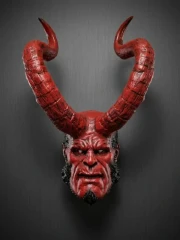 دیوارکوب مجسمه پسر جهنمی – نسخه شاخ دار Hellboy