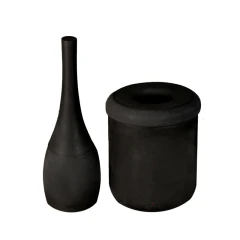 ست فرچه و سطل سرویس بهداشتی AXOR (آکسور) مدل برونو رنگ ذغالی (psetd2szg04)