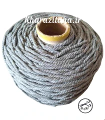 نخ مکرومه تابیده چهارمیل طوسی