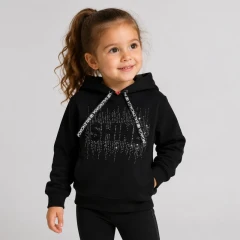 هودی تک دخترانه کراپ مشکی کد 274 | فروشگاه پوشاک ابریشم کیدز | abrishamkids