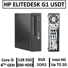 مینی کیس استوک اچ پی Core i5نسل چهارم USED MINI CASE HP ELITE DESK G1 USDT/Core i5 4TH GEN/RAM8/SSD128 MSATA/HDD500