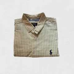 پیراهن چهار خانه نخی مردانه مارک Polo