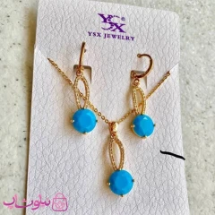 نیم ست زنانه وای اس ایکس مدل آبی طلایی نگیندار کد 550