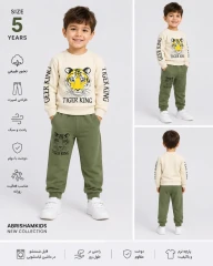 ست بلوز شلوار چاپی ببر و حروف اسپرت کد 209 | پوشاک ابریشم کیدز | abrishamkids