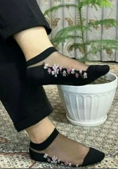 جوراب زنانه ساق کوتاه شیشه ای گلدار
