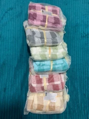 ست حوله چهارخانه (حمام و صورت)