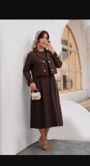 ست دو تیکه کت سارافون پارچه لینن