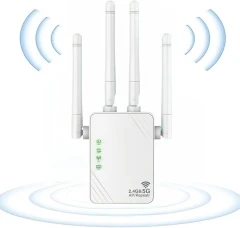 تقویت کننده و توسعه دهنده وای فای 5G دو باند AILKIN با با 4 آنتن خارجی قدرتمند 1200Mbps و 2 پورت LAN