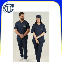 ست اسکراب یقه هفت سرمه ای اوراطب
