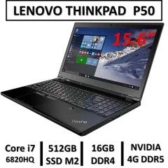 لپ تاپ ورک استیشن استوک لنووتینک پدP50 نسل ششم LENOVO THINKPAD P50/CPU INTEL Core i7 6820 HQ/RAM16/SSD512M2/ GPU 4G DDR5