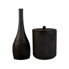 ست فرچه و سطل سرویس بهداشتی AXOR (آکسور) مدل دبورا رنگ ذغالی (psetsczg02)