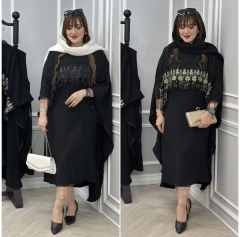 سارافون و رویه زنانه پولک دوزی ابروبادی خج کار گیپور پولک دوزی شده تابستانی