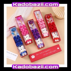 🎁🧸 باکس هدیه گل رز به همراه عروسک خرسی