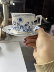 فنجان نعلبکی لته خوری آبی
