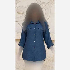 شومیز بغل دکمه آستین پاکتی جنس صوفیا شانتون فری سایز