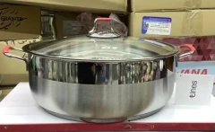 نیم قابلمه استیل درب دار سایز 32 مارک لینس اصلی