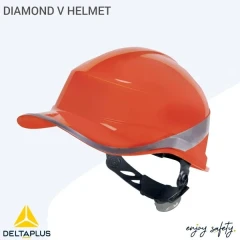 کلاه ایمنی مهندسی نارنجی با نوار نقره ای نئون مدل دایموند بیسبال دلتاپلاس HALMET DIAMOND V ORANGE DELTA PLUS