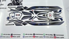 پد برچسب کامل موتور سیکلت طرح کلیک 150 مشکی خط ابی کربن