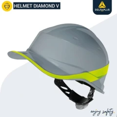 کلاه ایمنی مهندسی طوسی با نوار فسفری نئون بازتابنده نور مدل دایموند 5 بیسبال دلتاپلاس HALMET DIAMOND V GERY DELTA PLUS