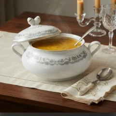 سوپ‌خوری چینی طرح‌دار شیک، ظرف سوپ‌خوری پذیرایی، طرح قدیمی، نوستالژی