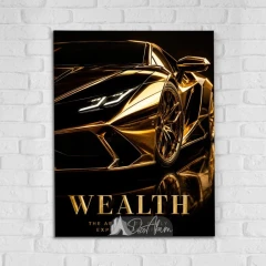 تابلو انگیزشی لامبورگینی طلایی Wealth کد DA-4044 مناسب دفتر کار