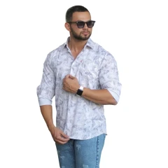 پیراهن مردانه طرح‌دار جدید: مدل آستین بلند با پارچه نخی خنک 7XL تا 10XL