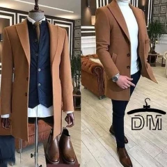 پالتو مردانه بلند با پارچه فوتر با رنگ‌های مشکی و شتری