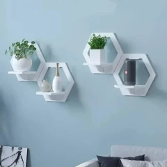 شلف دیواری طاقچه شش ظلعی پک 4 عددی